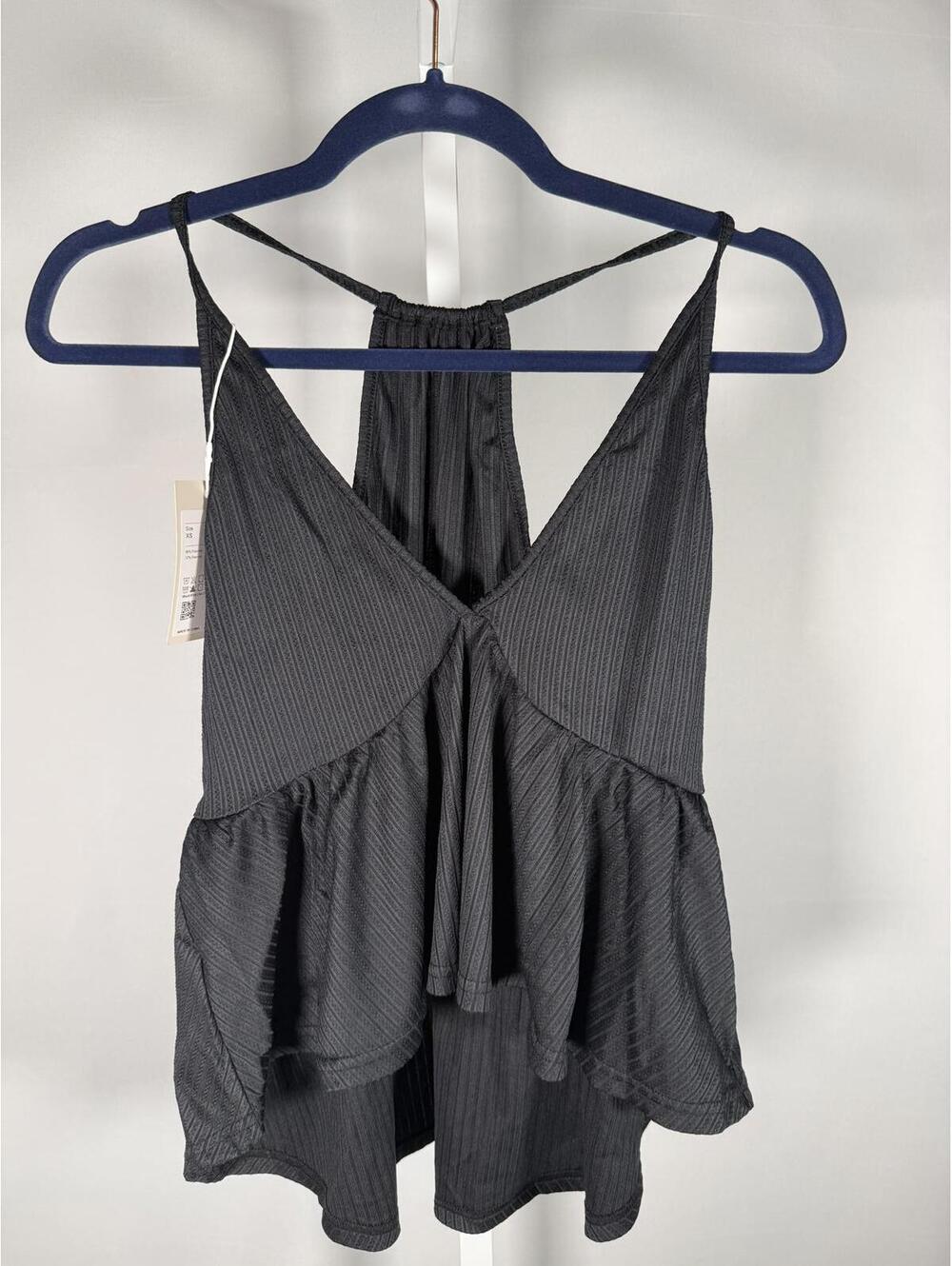 NWT Halara Ribbed Flowy Top Black Lightweight Swing Cami Size Medium - Picture 3 of 4